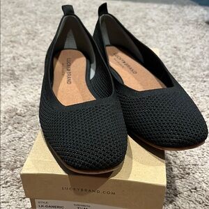 Lucky Brand Black Flats with Knit Texture and Slip-On Design